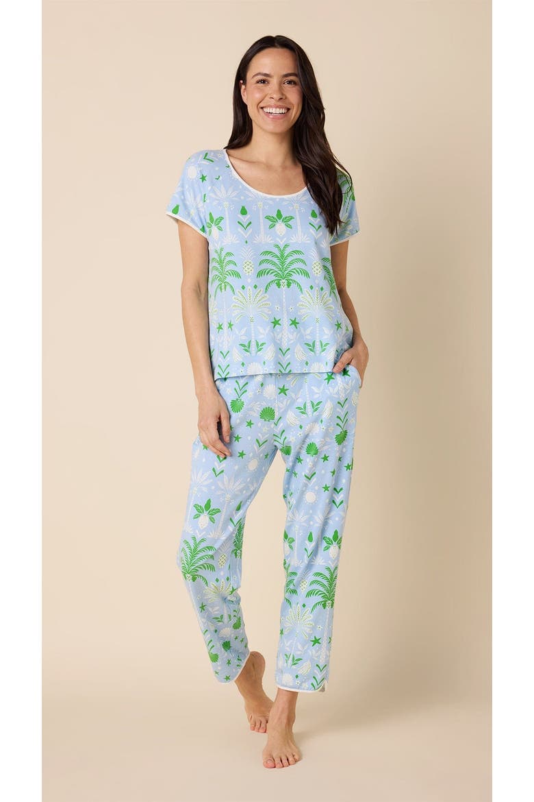 Pima Knit Short Sleeved Simple Set Conversational, Main, color, Tropicana Palm
