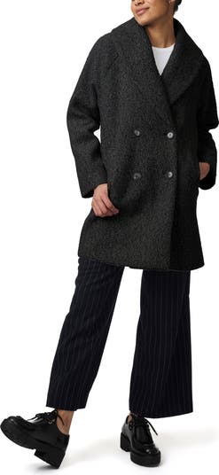 Shawl Collar Double Breasted Faux Shearling Coat