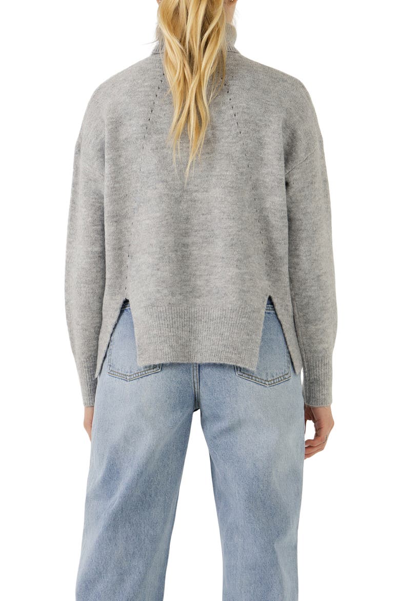 Notch Hem Turtleneck Sweater, Alternate, color, GREY