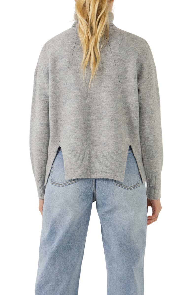 English Factory Notch Hem Turtleneck Sweater, Alternate, color, Grey