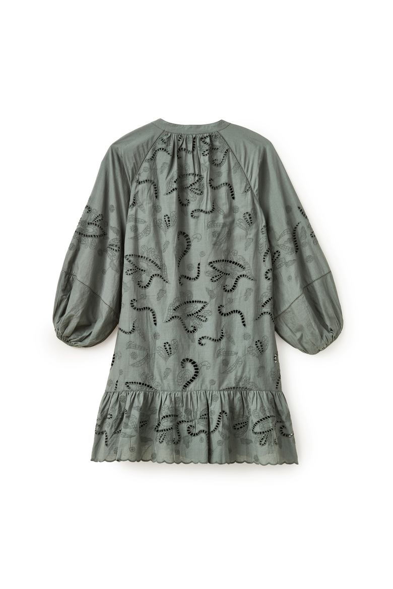 Selwin Eyelet Mini Dress, Alternate, color, Moss