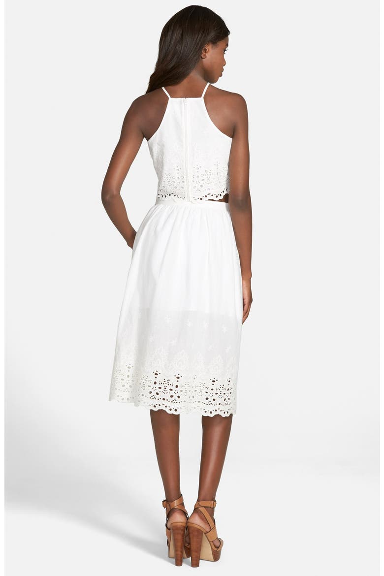 Eyelet Midi Skirt, Alternate, color, WHITE