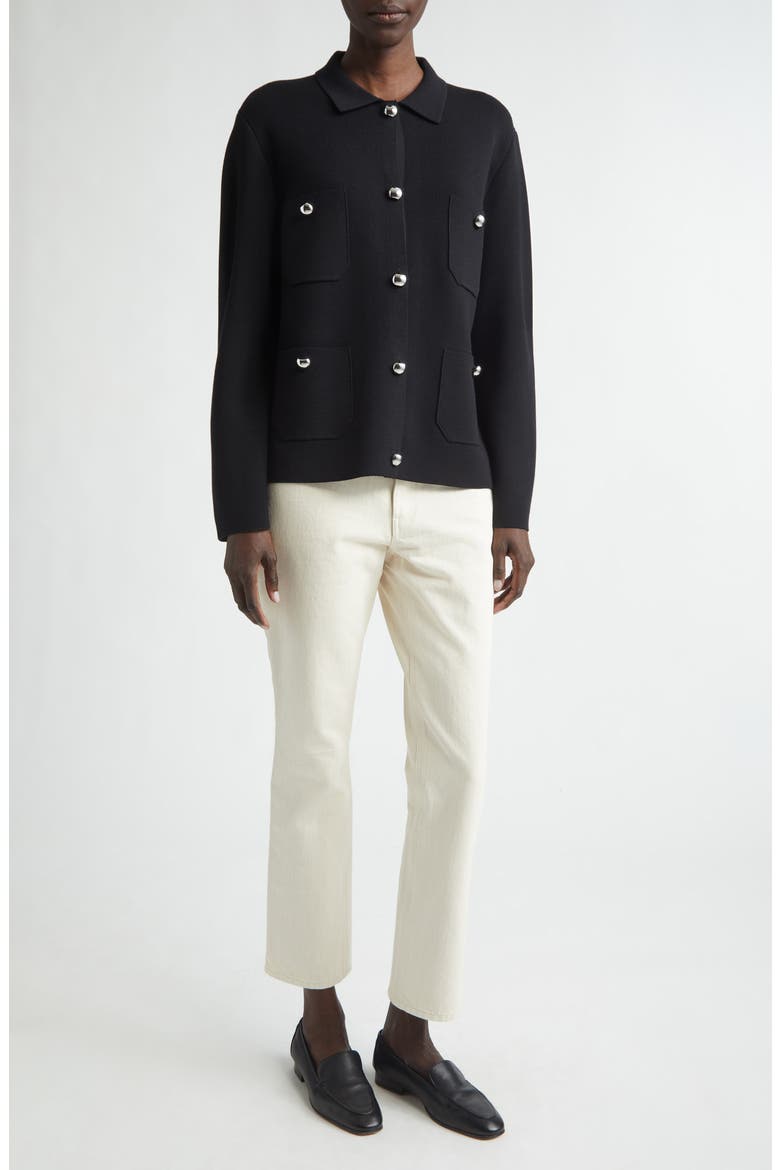 Matte Crepe Shirt Jacket, Alternate, color, BLACK MULTI