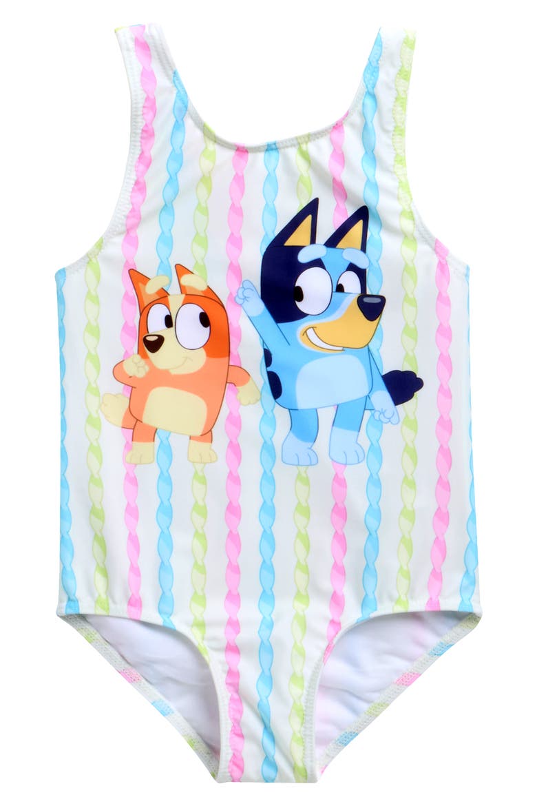 Kids' Bluey One-Piece Swimsuit, Main, color, WHITE MULTI