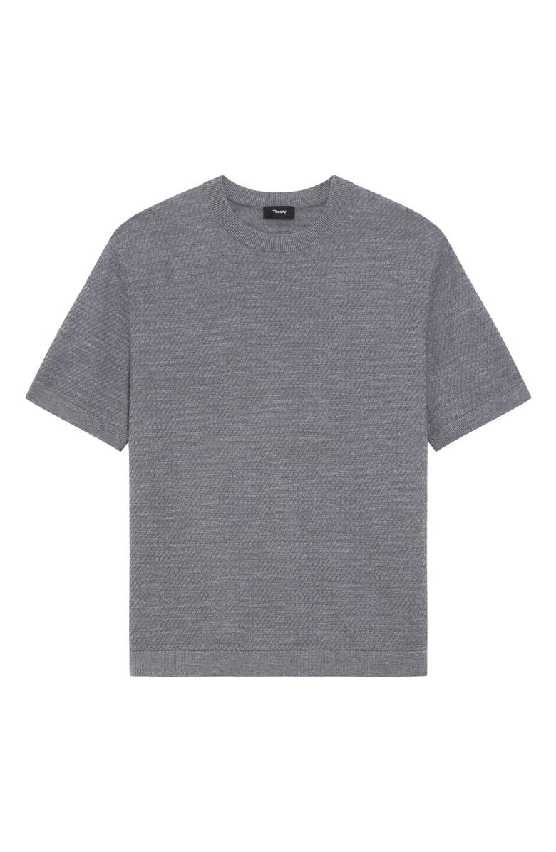 Theory Kolben Short Sleeve Linen & Cotton Blend Crewneck Sweater, Alternate, color, Carbon - Bax