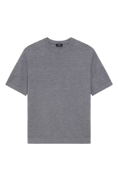 Theory Kolben Short Sleeve Linen & Cotton Blend Crewneck Sweater In Gray