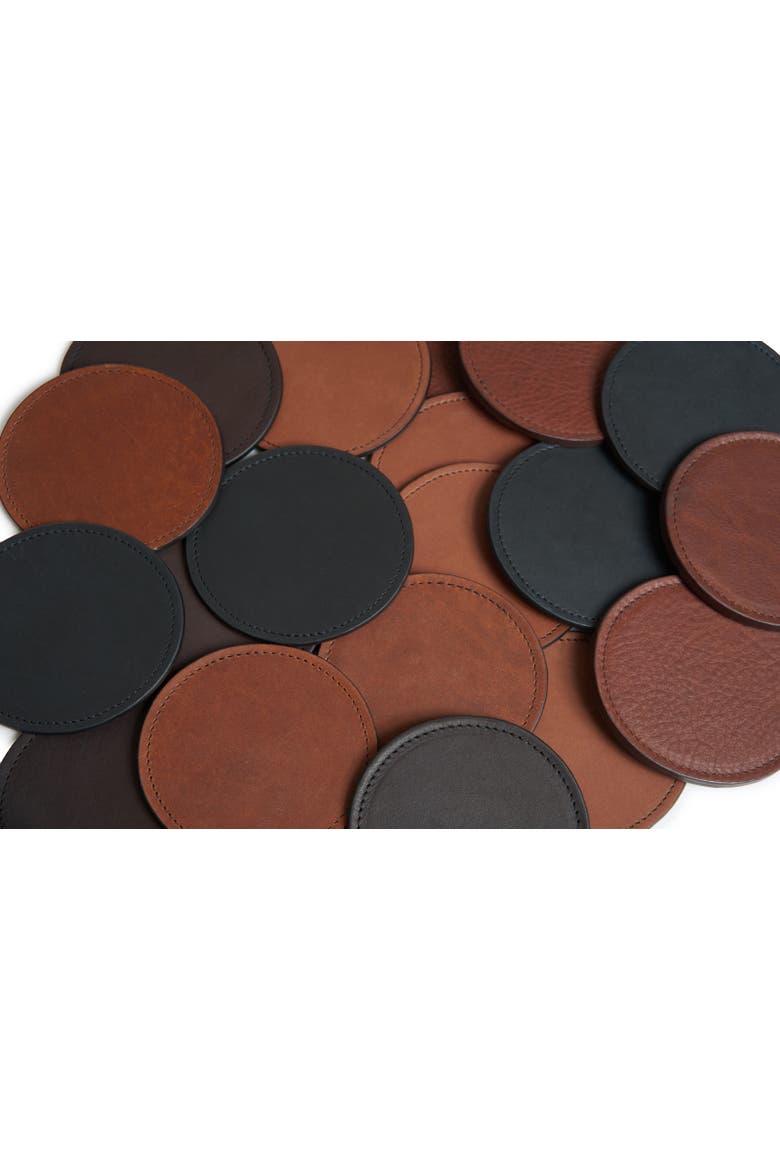 Blake Leather Coaster Set, Alternate, color, Espresso