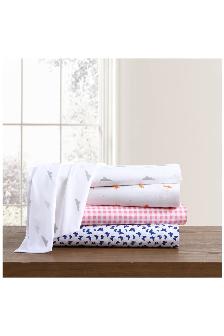 Gingham Plaid 200 Thread Count Cotton Percale Sheet Set, Alternate, color, BRIGHT PINK