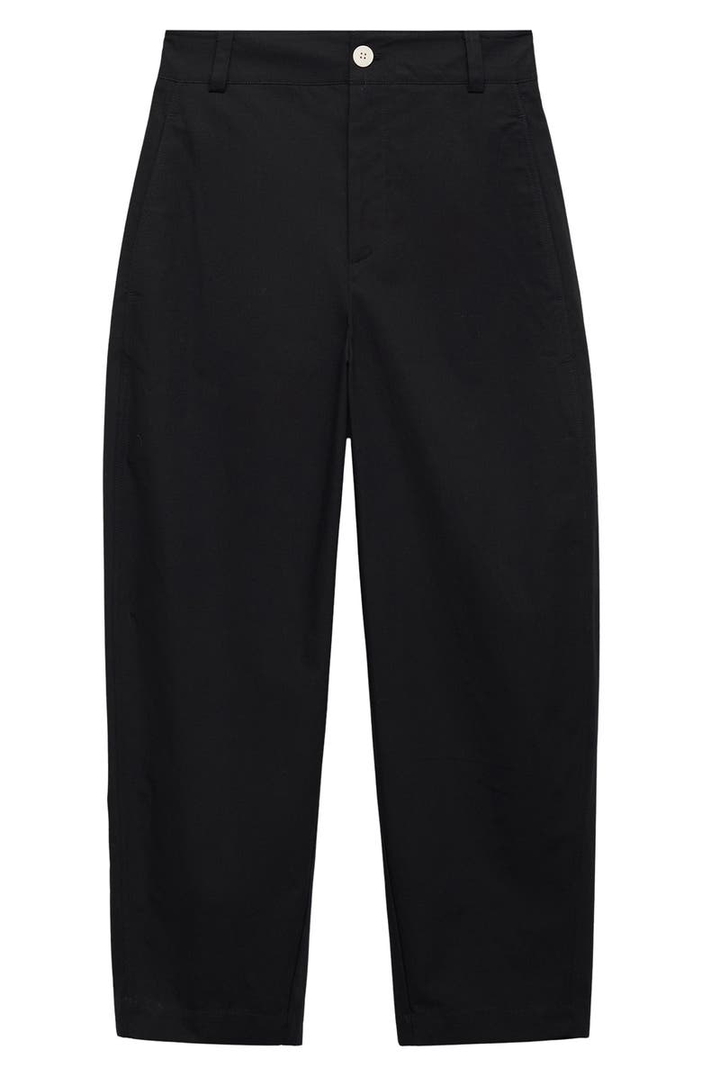 MANGO High Waist Ankle Barrel Leg Pants, Alternate, color, Black