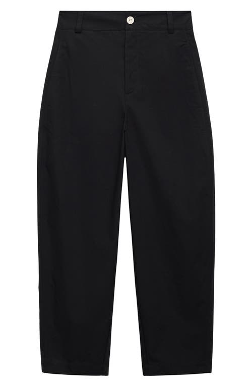 Mango High Waist Ankle Barrel Leg Pants In Black
