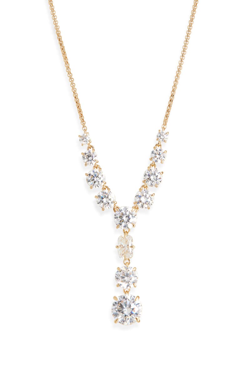 Stellar Cubic Zirconia Y-Necklace, Main, color, GOLD