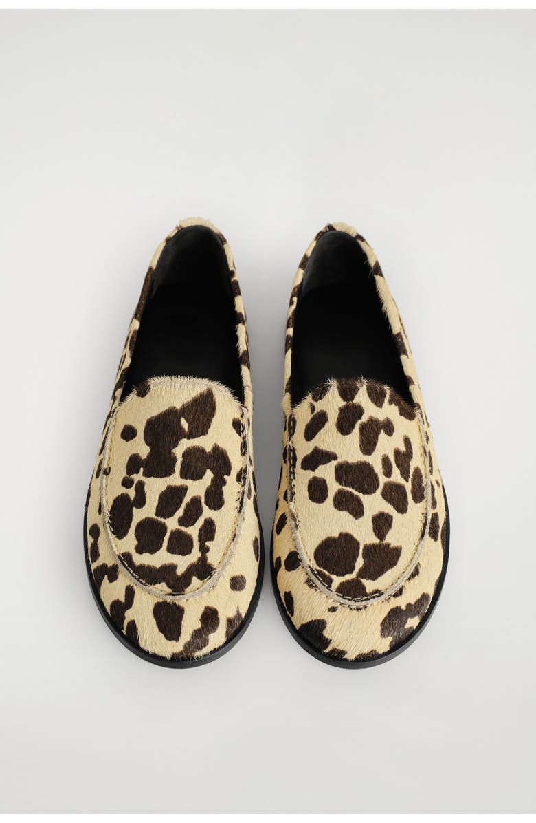COS Animal-print Pony-hair Effect Leather Loafers, Alternate, color, Beige / Animal Print