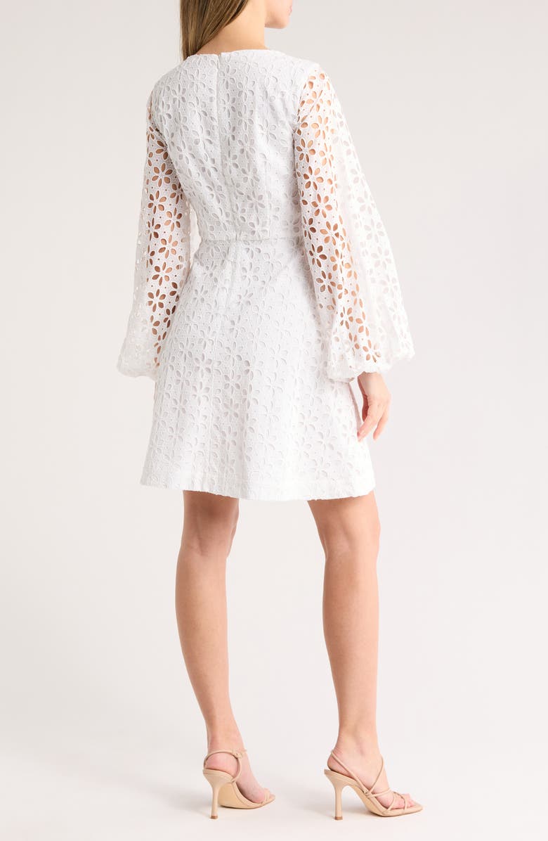 Trina Turk Grazia Cotton Eyelet Long Sleeve Dress, Alternate, color, 