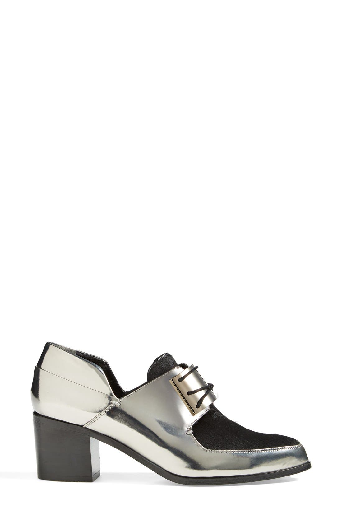 Metal Plate Laminated Calf Hair Pump, Alternate, color, SILVER