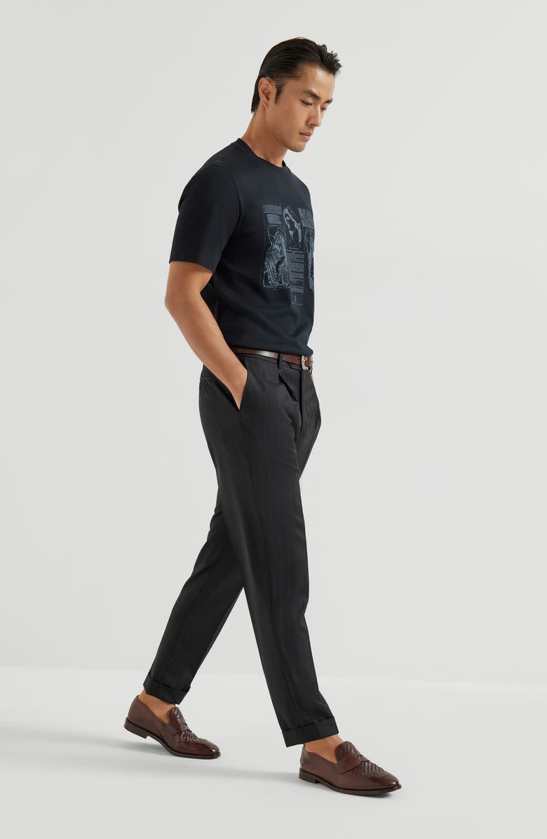 Brunello Cucinelli Chalk stripe trousers, Alternate, color, Black