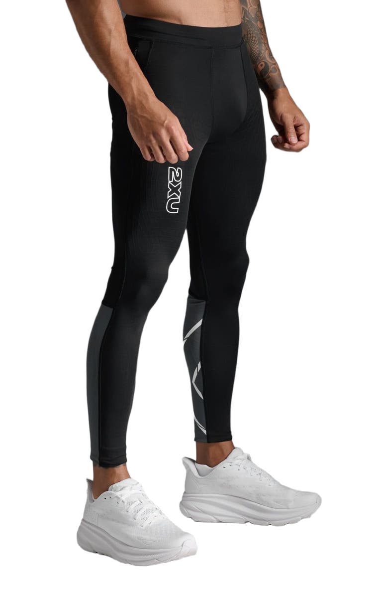2XU Light Speed React Comp Tights, Main, color, Black/White Reflective