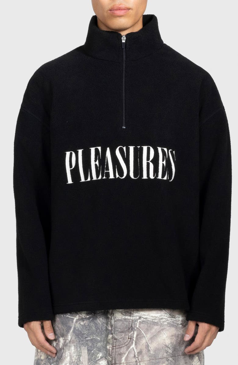 PLEASURES Onyx Oversize Half Zip Fleece Pullover, Main, color, Black