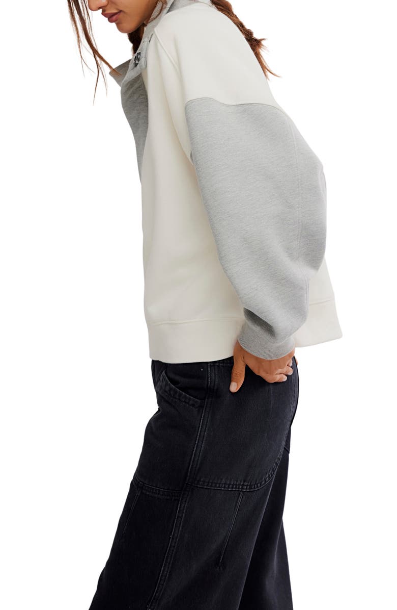 Free People Timeless Colorblock Pullover, Alternate, color, Heathery Grey Combo
