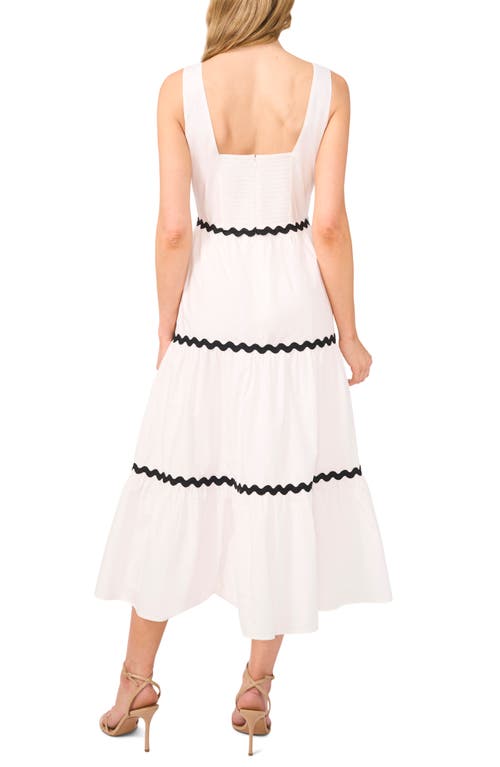 Cece Rickrack Trim Cotton Maxi Sundress In Ultra White