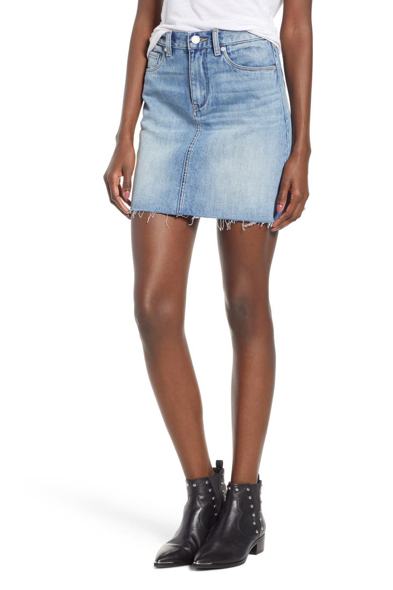 Raw Hem Denim Skirt, Main, color, SERENGETI