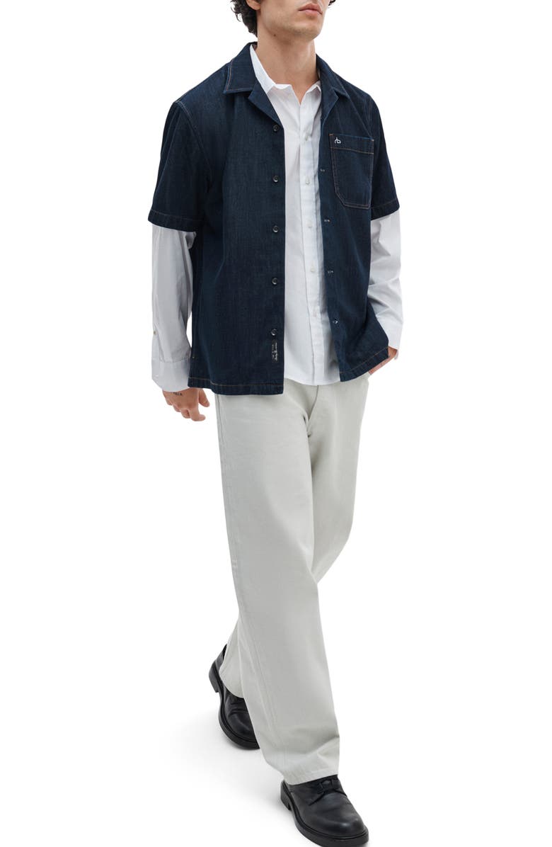 rag & bone Resort Short Sleeve Denim Button-Up Shirt, Alternate, color, Rinse