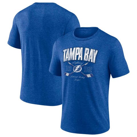 Men's Fanatics  Heather Blue Tampa Bay Lightning Cross Sticks Tri-Blend T-Shirt