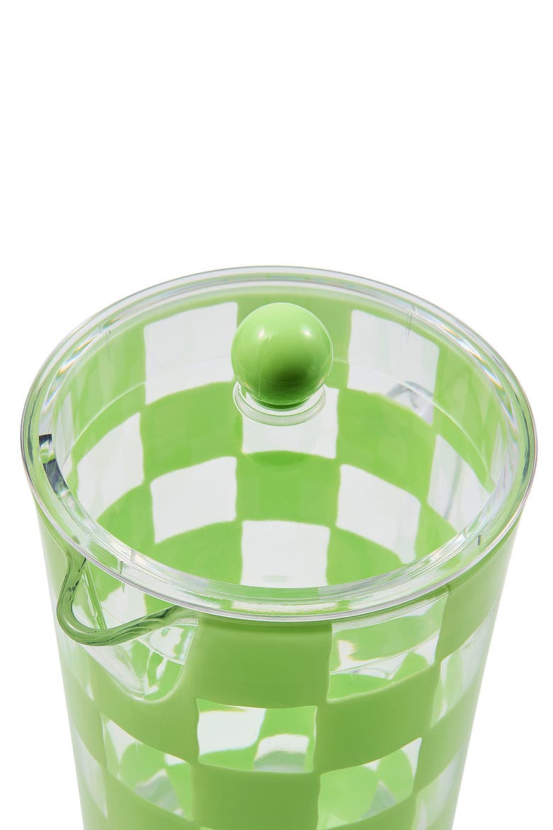 Green Check Acrylic Pitcher, Alternate, color, GREEN