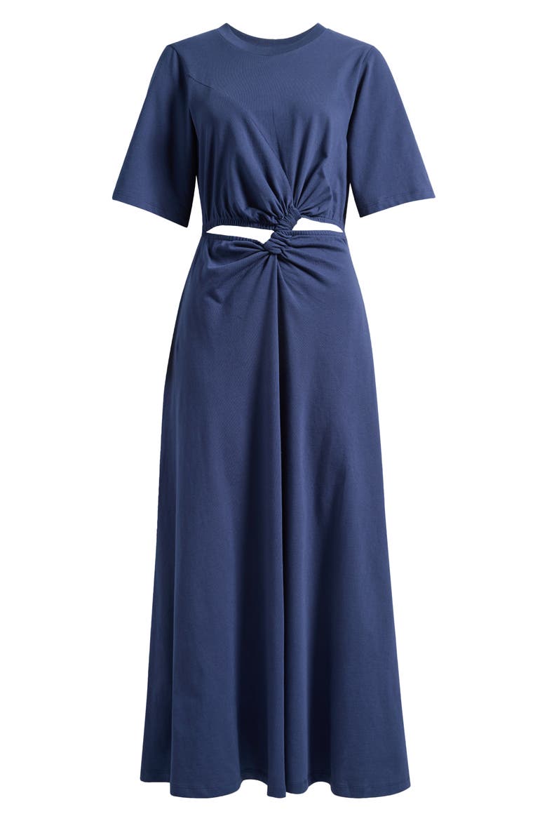 Waist Cutout Cotton Knit Dress, Alternate, color, DARK BLUE
