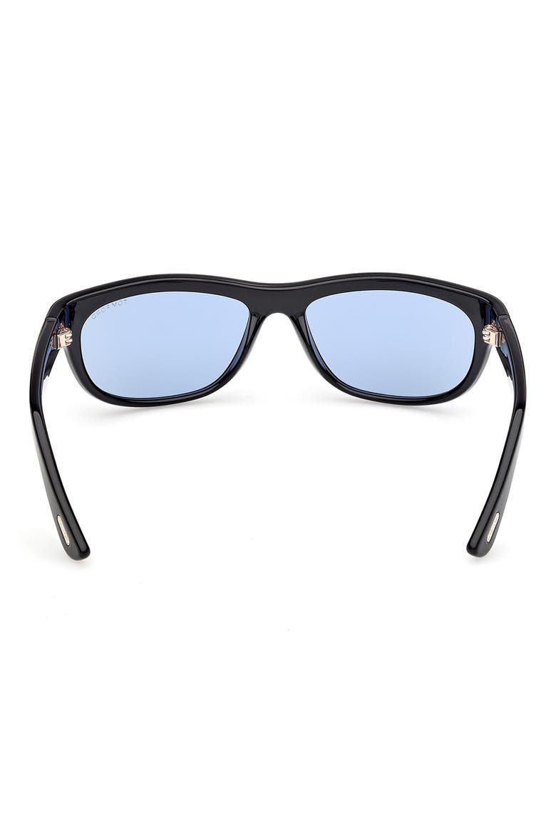 Anders 62mm Oversize Rectangular Sunglasses, Alternate, color, SHINY BLACK / BLUE LENS