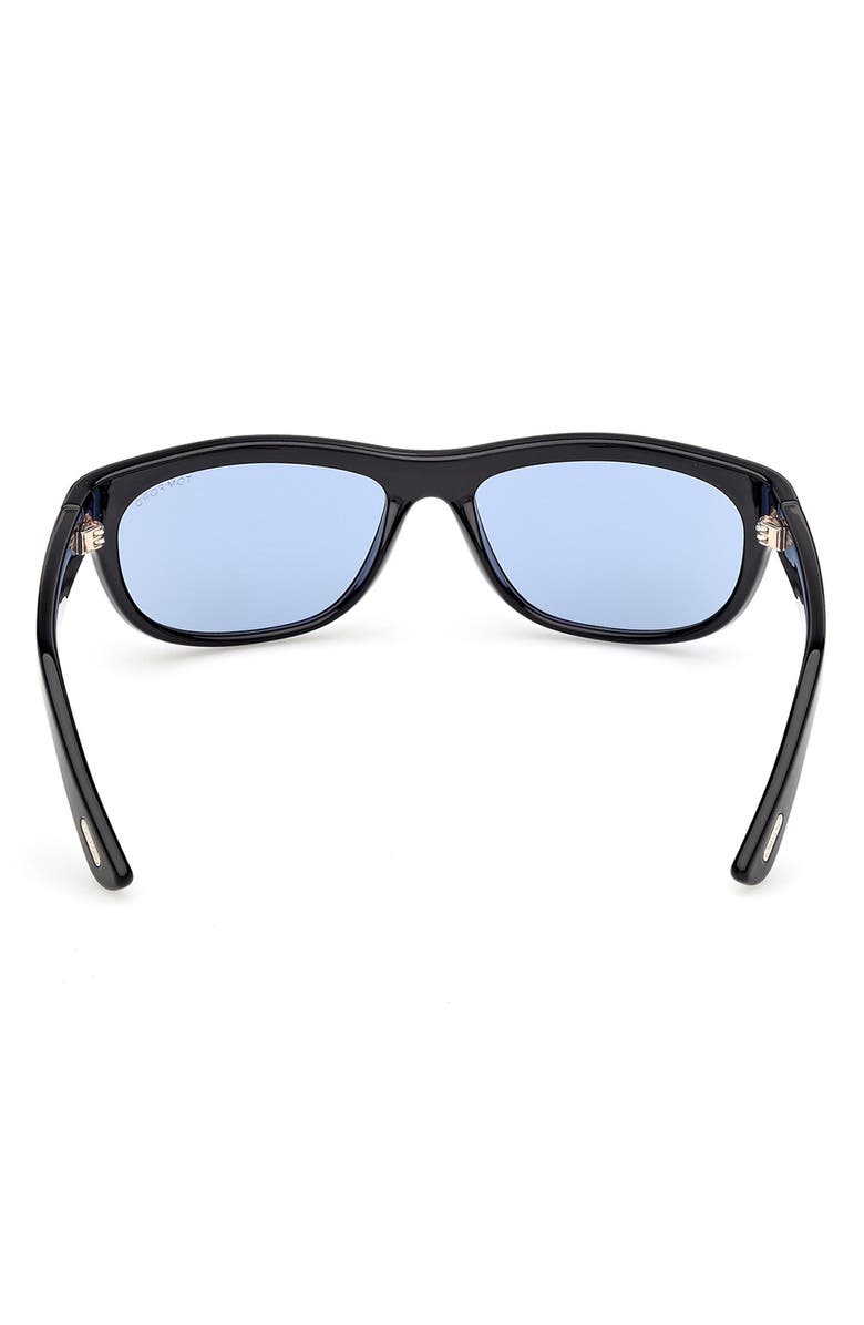 TOM FORD Anders 62mm Oversize Rectangular Sunglasses, Alternate, color, Shiny Black / Blue Lens