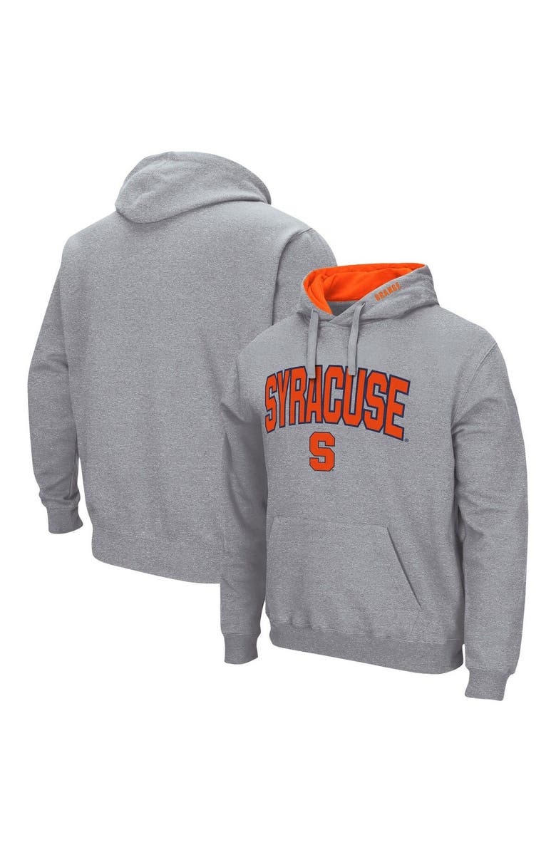 COLOSSEUM Men's Colosseum Heather Gray Syracuse Orange Arch & Logo 3.0 Pullover Hoodie, Main, color, Heather Gray