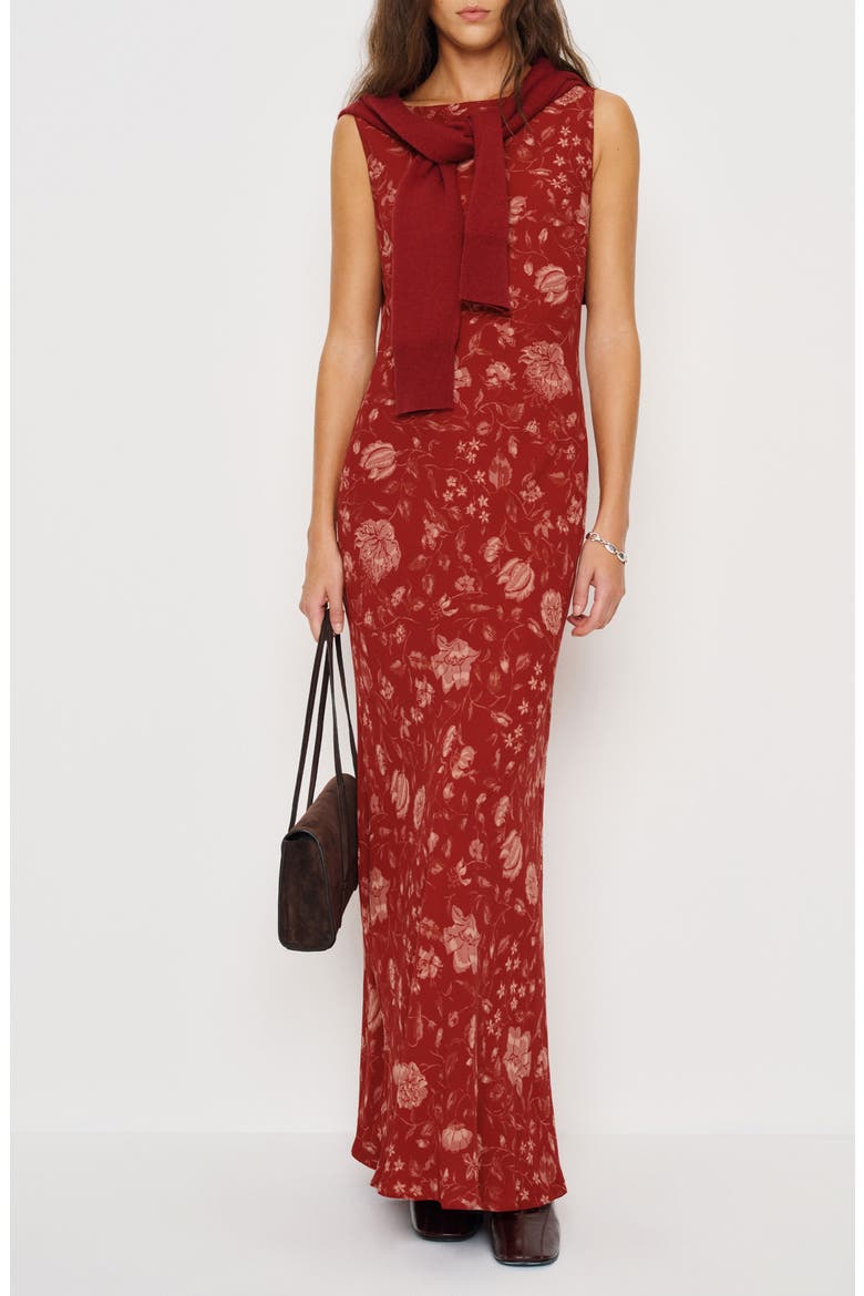 Prescott Floral Column Maxi Dress, Main, color, TUDOR ROSE