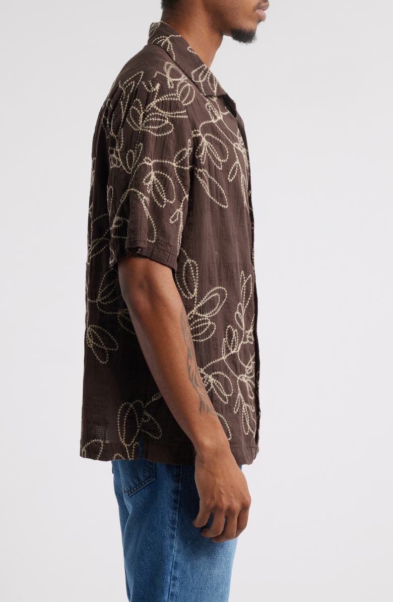 BDG Urban Outfitters Embroidered Cotton Seersucker Camp Shirt, Alternate, color, 