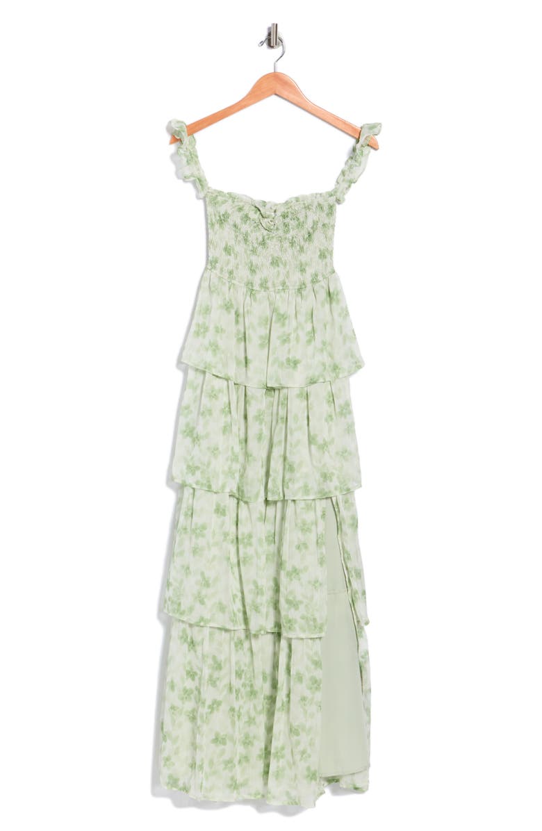 Beivy Yoryu Chiffon Printed Long Dress, Main, color, Sage