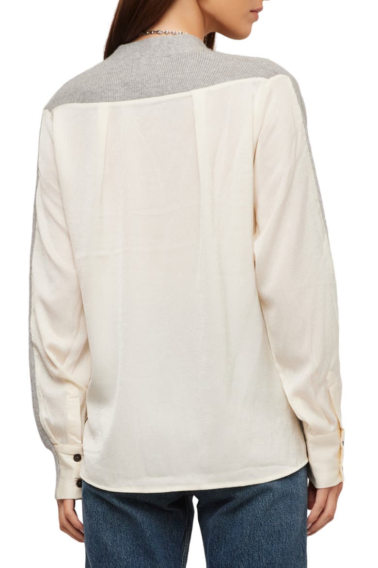 Celine Mixed Media Cardigan, Alternate, color, LIGHT HEATHER GRAY