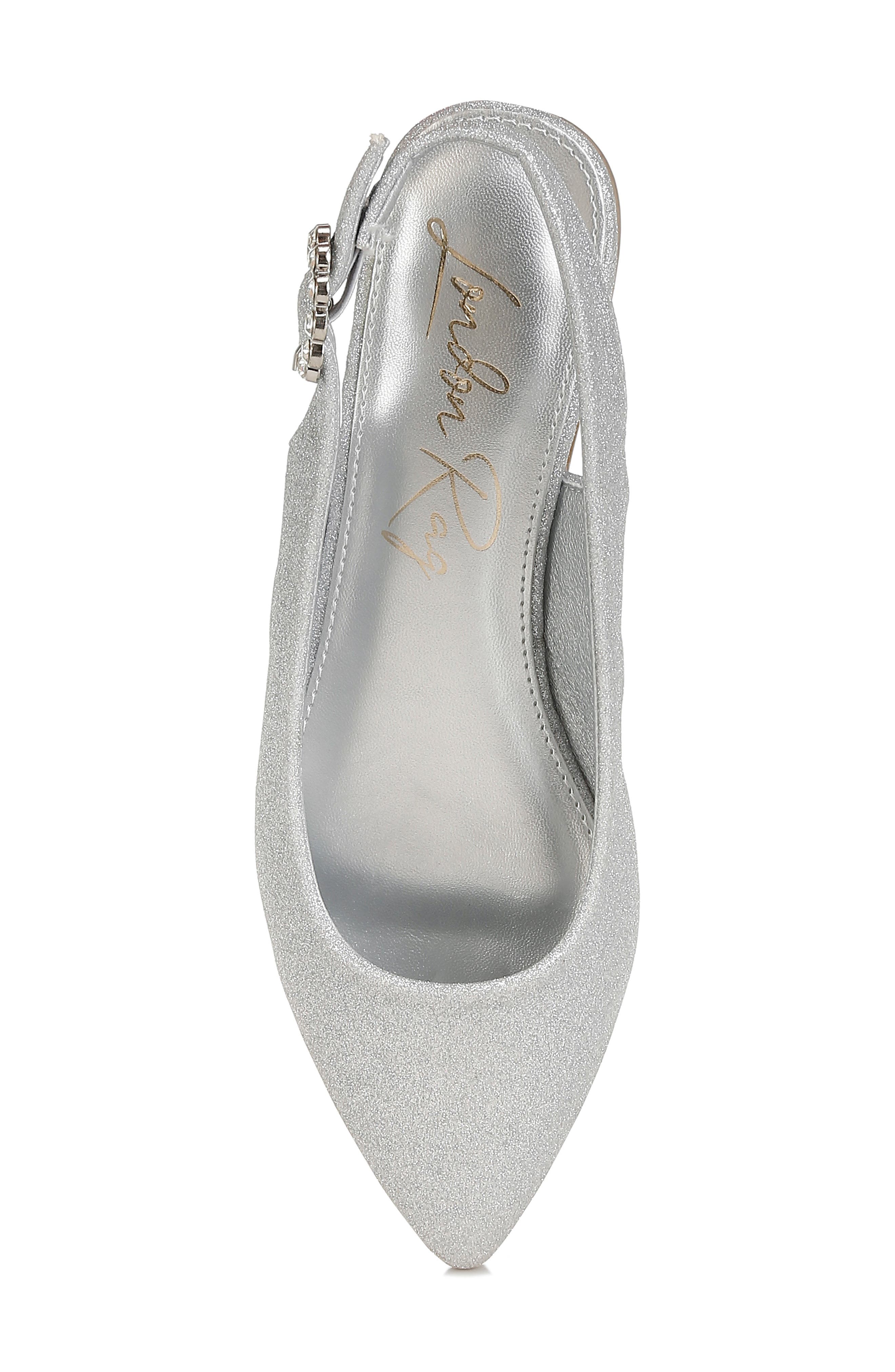 LONDON RAG Giora Jewel Buckle Slingback Flat, Alternate, color, Silver