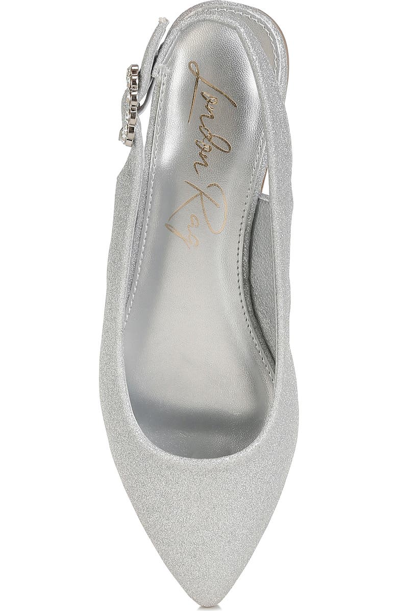 LONDON RAG Giora Jewel Buckle Slingback Flat, Alternate, color, Silver