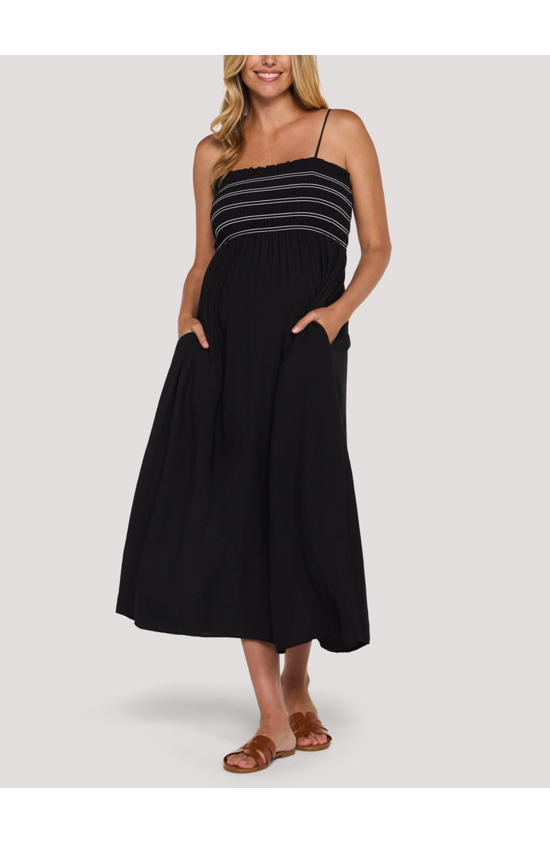 MOTHERHOOD MATERNITY Smocked Maxi Dress With Removable Straps, Alternate, color, Black