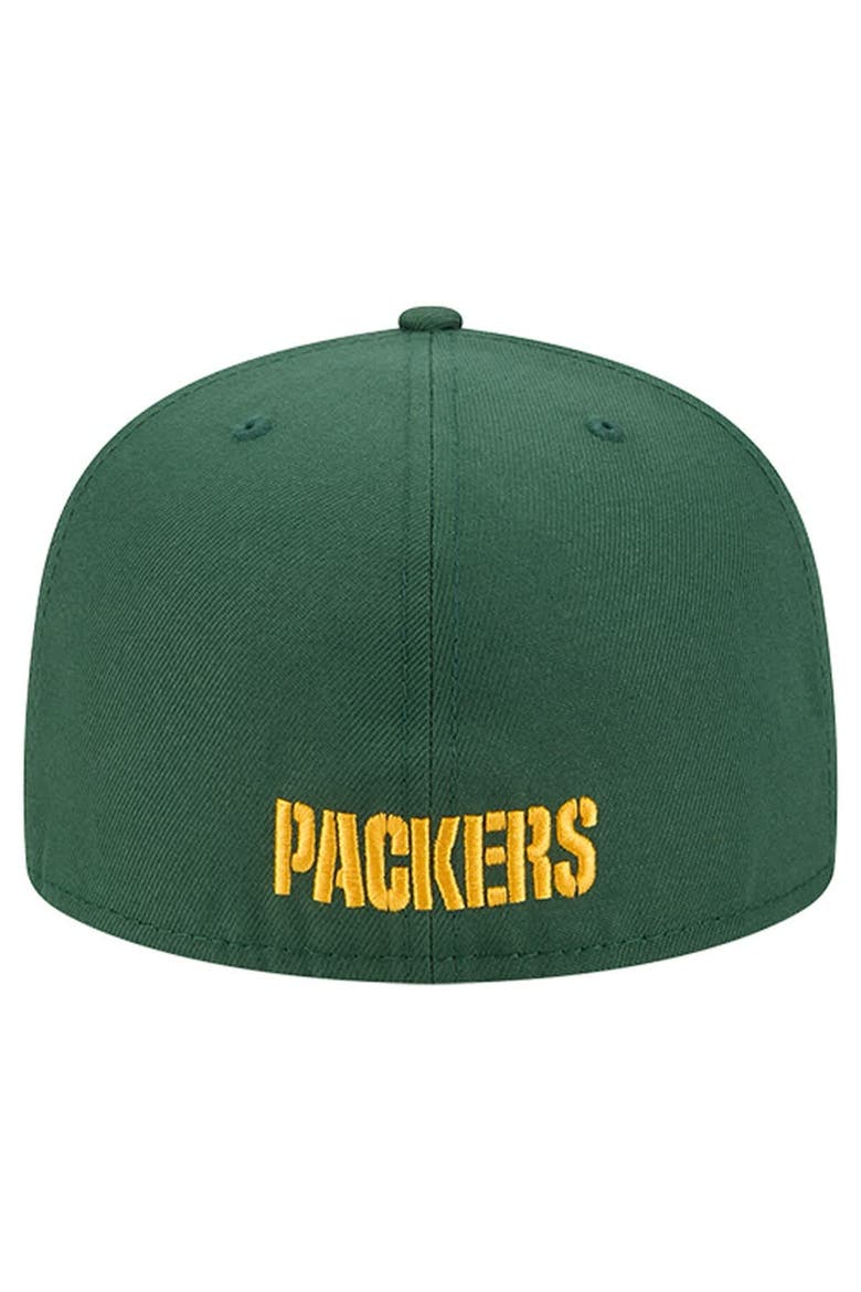 Men's New Era  Green Green Bay Packers Overlap Wordmark 59FIFTY Fitted Hat, Alternate, color, Green