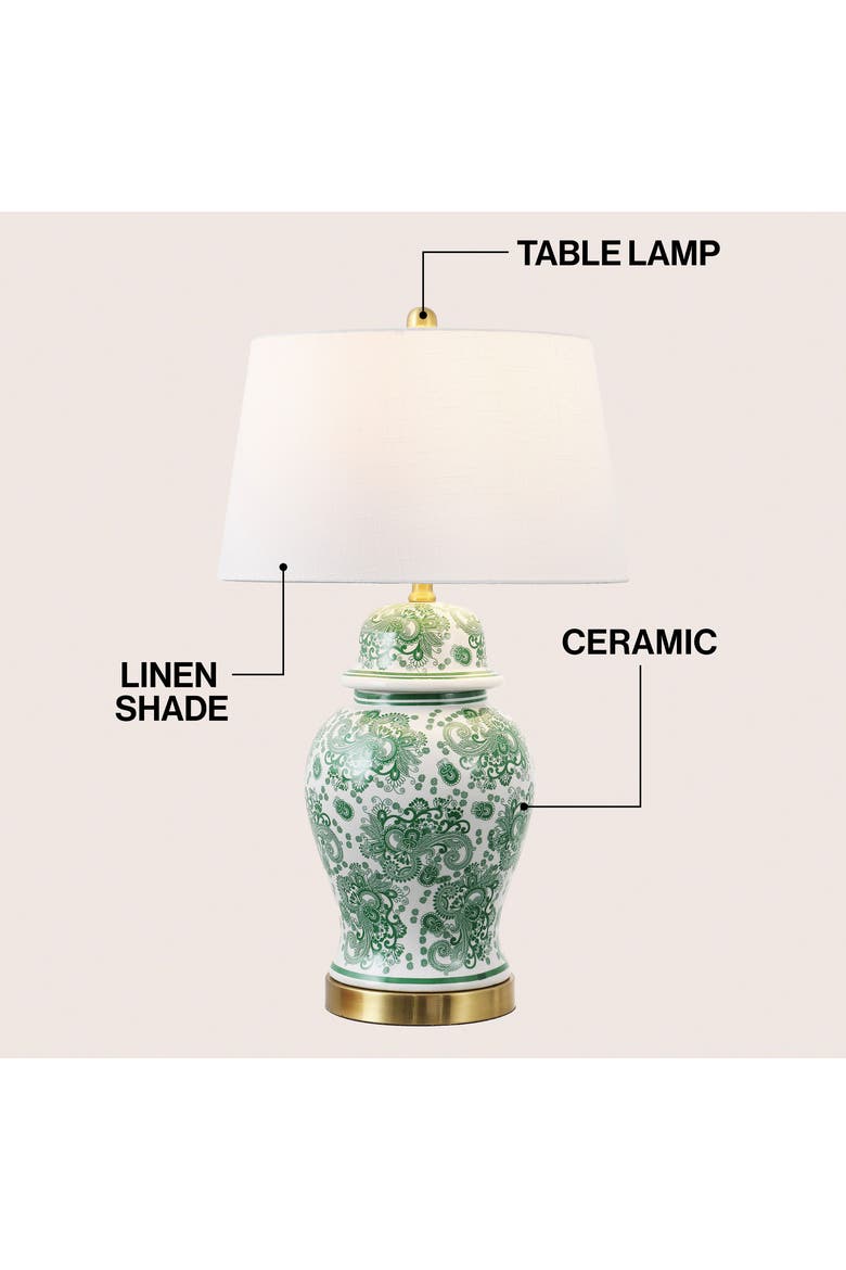 Ellis Chinoiserie Ceramic LED Table Lamp, Alternate, color, Green/White