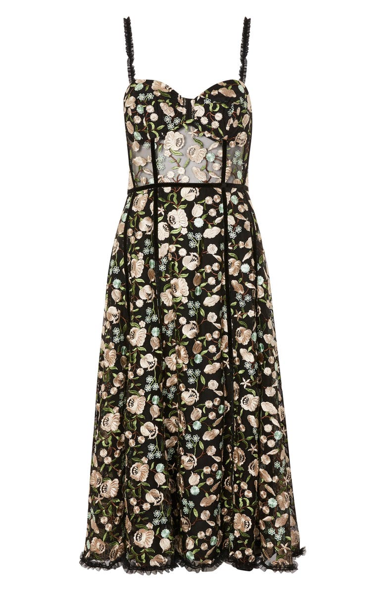 Topshop Floral Corset Midi Dress, Alternate, color,