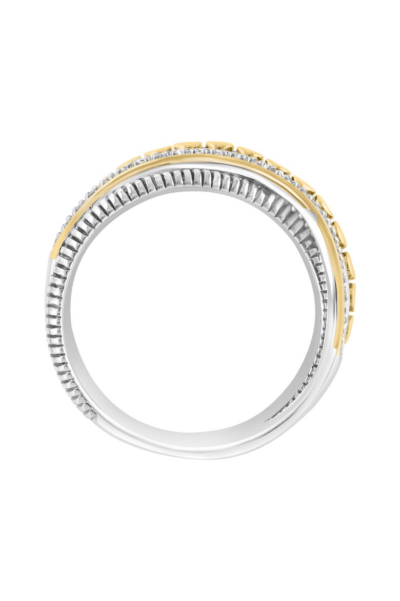Sterling Silver & 14K Gold Diamond Crossover Band Ring - 0.07ct., Alternate, color, WHITE