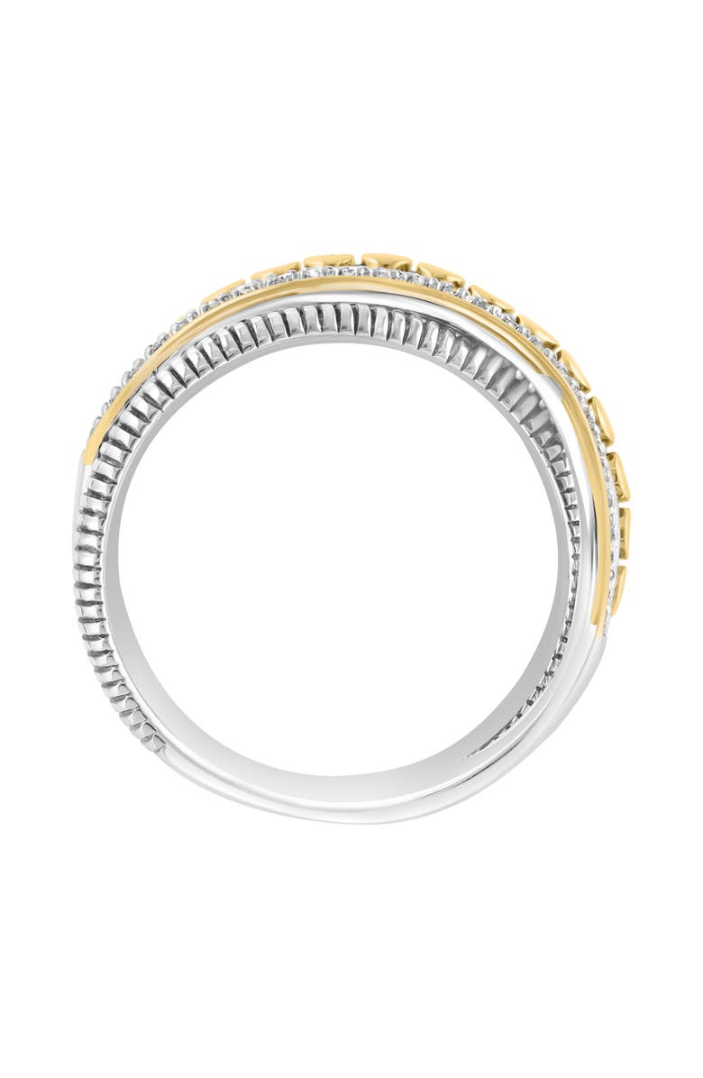 EFFY Sterling Silver & 14K Gold Diamond Crossover Band Ring - 0.07ct., Alternate, color, White