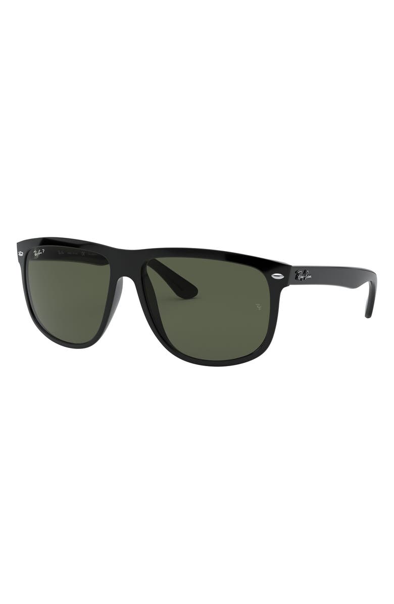 Ray-Ban Highstreet 60mm Polarized Flat Top Sunglasses, Alternate, color, Black Polarized