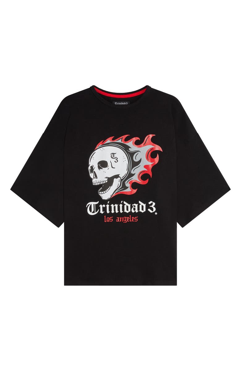 Trinidad3 Flaming Skull Cotton Graphic T-Shirt, Alternate, color, 