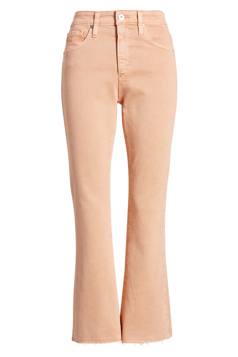 Farrah High Waist Raw Hem Crop Bootcut Jeans, Alternate, color, SULFUR PINK PEACH