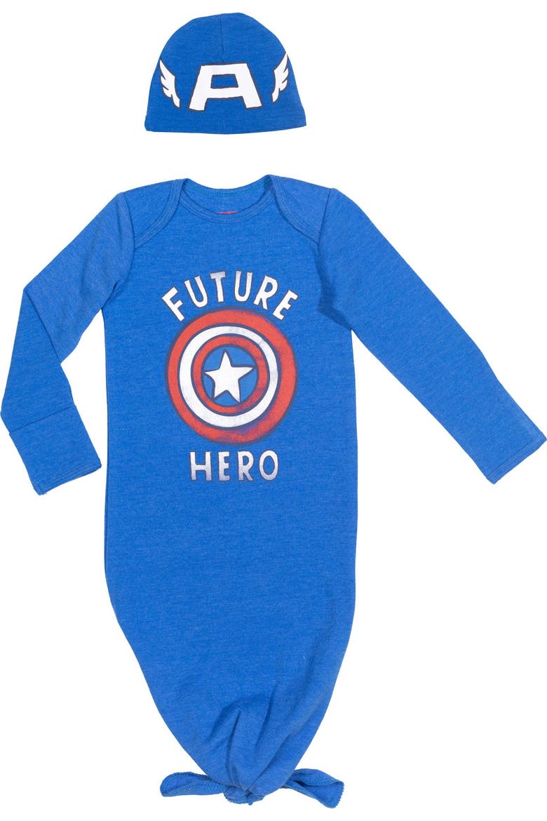 2-Piece Sleepwear Gown and Hat Set, Main, color, Captain America Blue