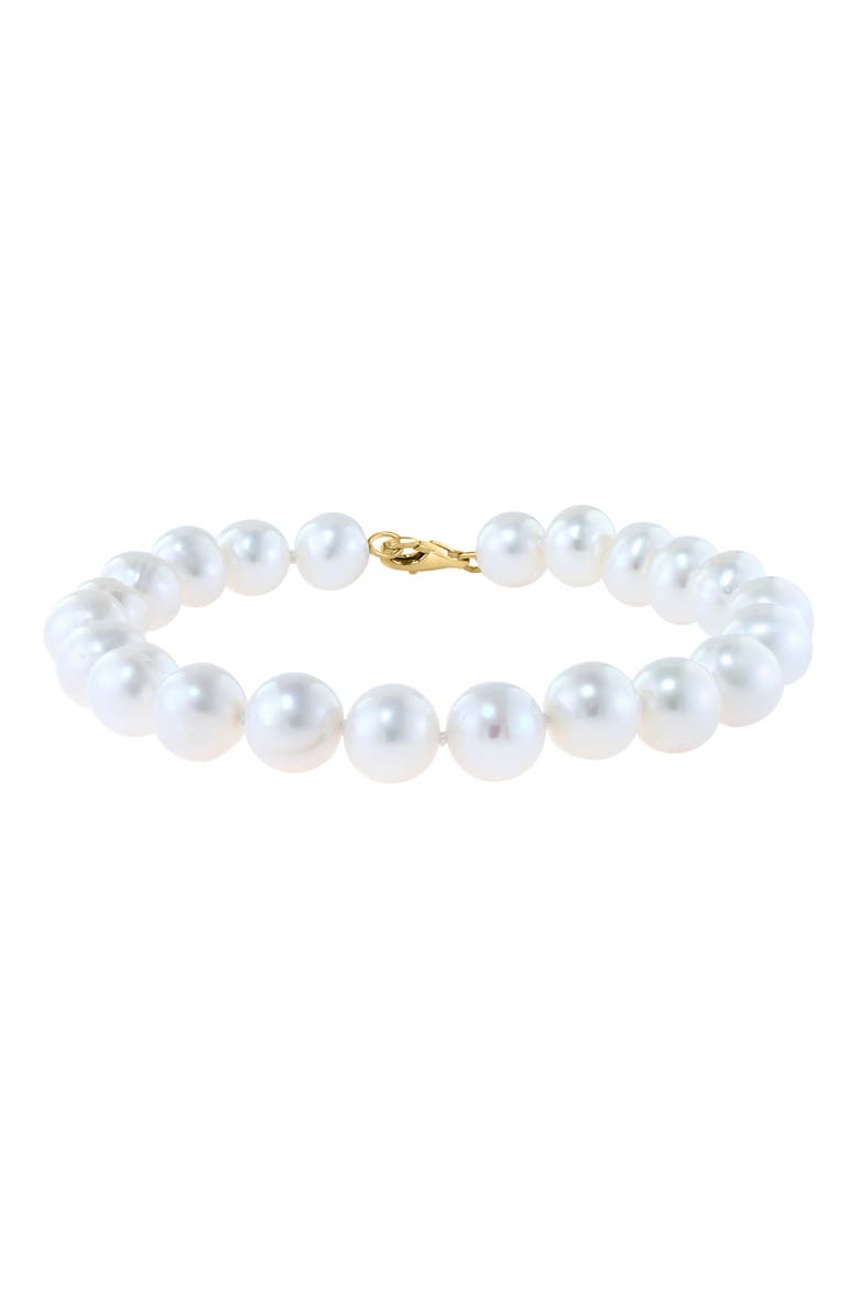 14K Yellow Gold 7–7.5mm Freshwater Pearl Stud Earrings, Bracelet & Necklace Set, Alternate, color, WHITE