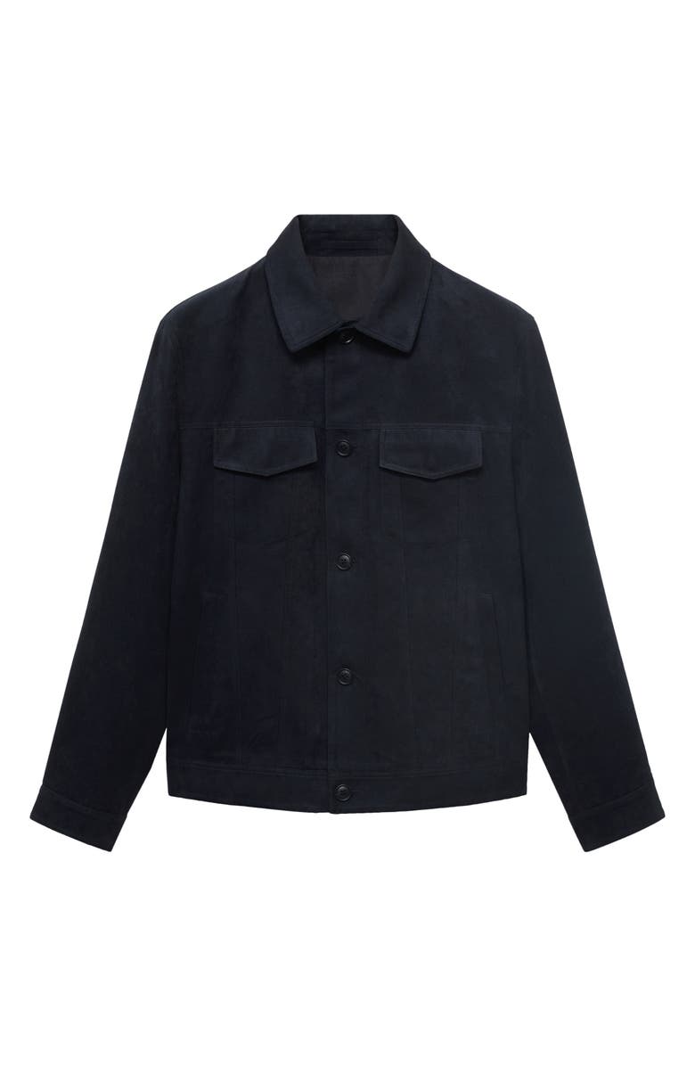 MANGO Faux Suede Shirt Jacket, Alternate, color, Navy