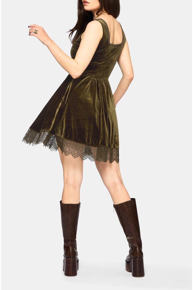Orbweb Velour Mini Dress, Alternate, color, Green